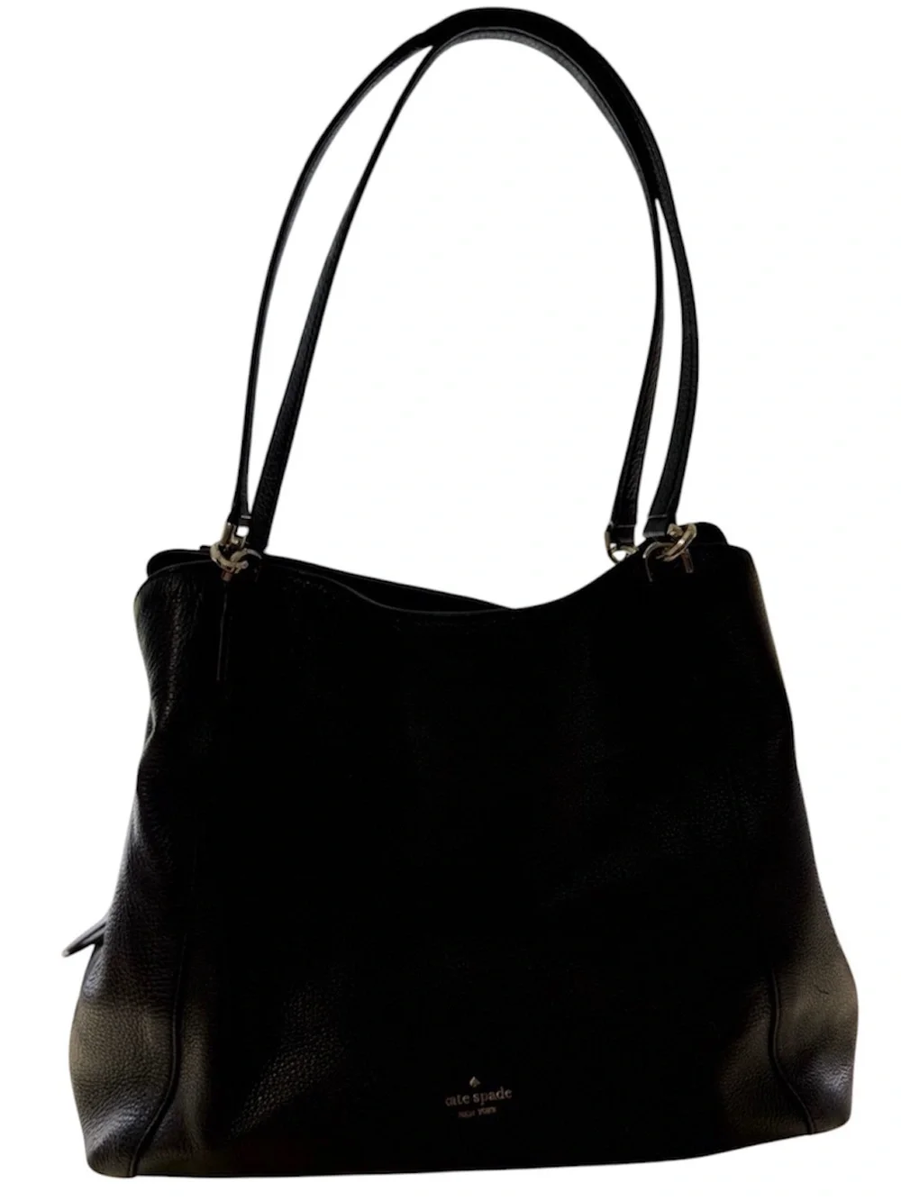 KATE SPADE BLACK PEBBLED LEATHER DOUBLE HANDLE SHOULDER TOTE